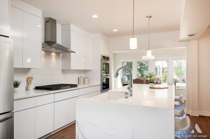 Finished kitchen at a Quality Builders single-family project in River Forest