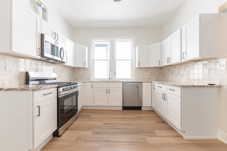 Kitchen at a Quality Builders two-flat project in Hermosa
