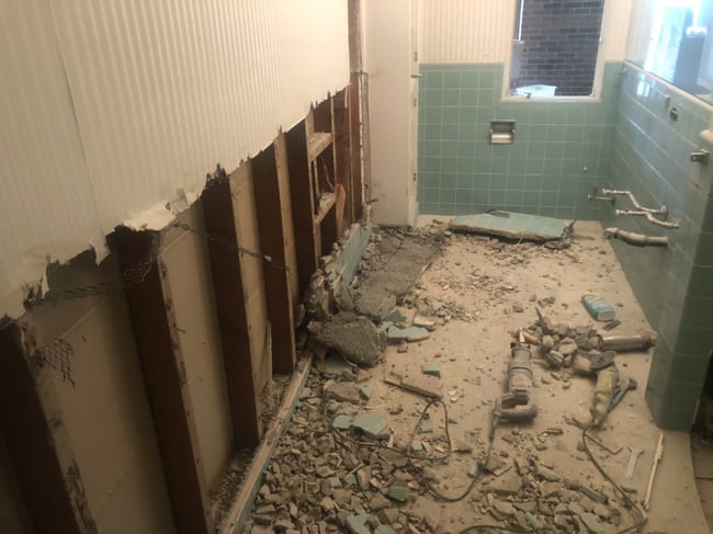 Gut demolition at a Quality Builders single-family project in Lincolnwood