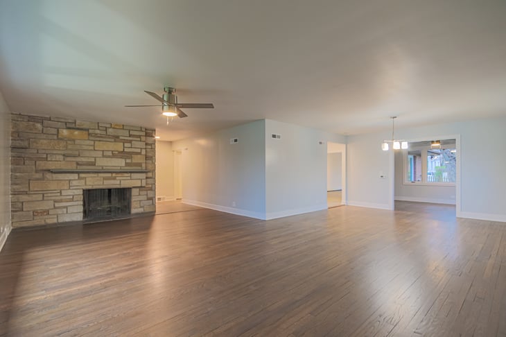 Living room at a Quality Builders single-family project in Lincolnwood