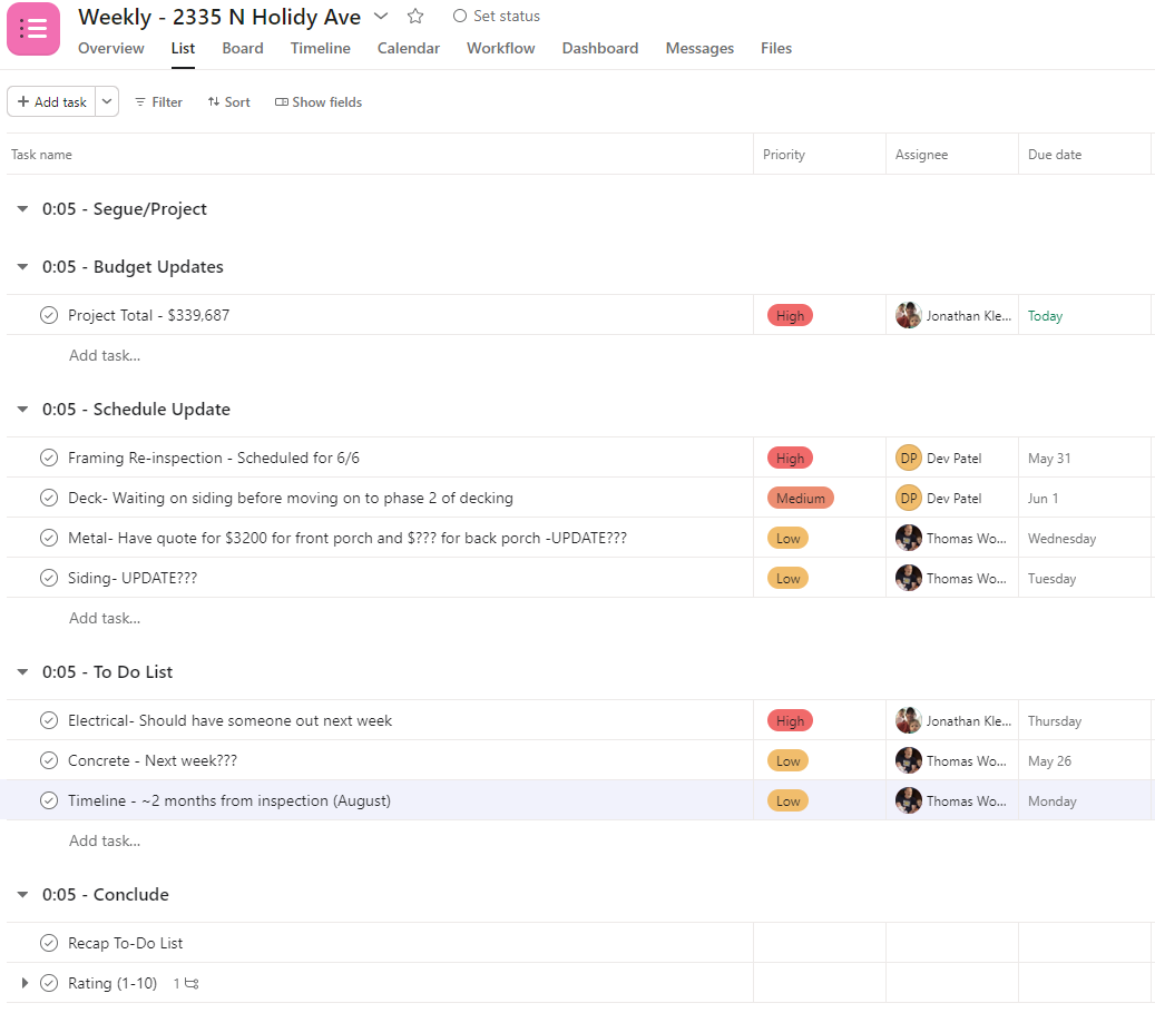 Bi-Weekly Progress Meetings